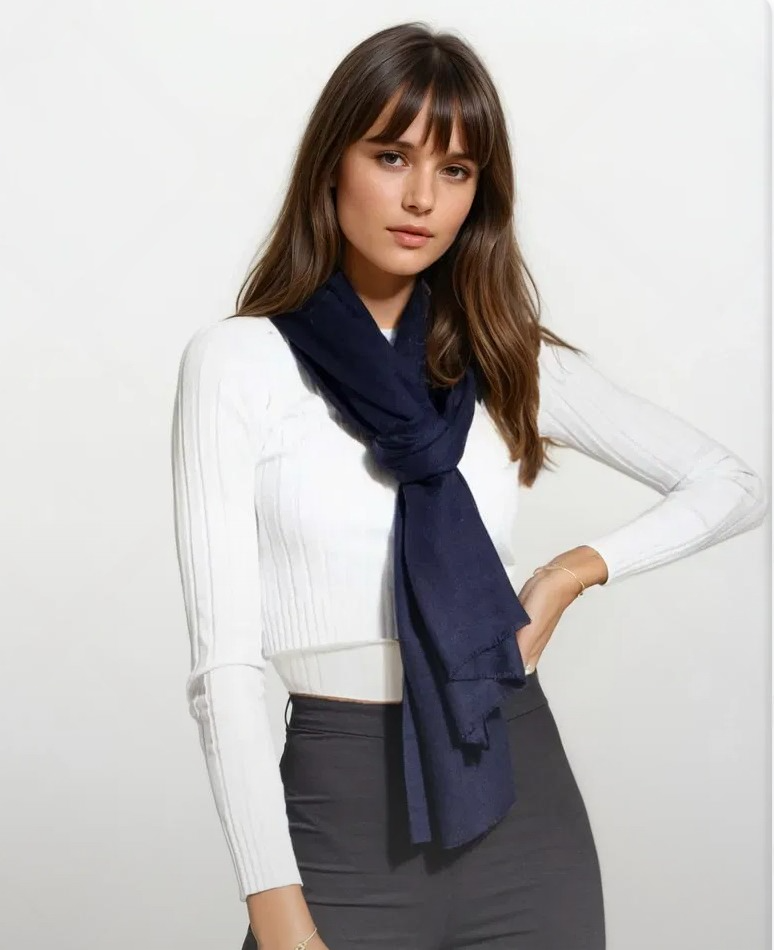 Dark blue cashmere scarf
